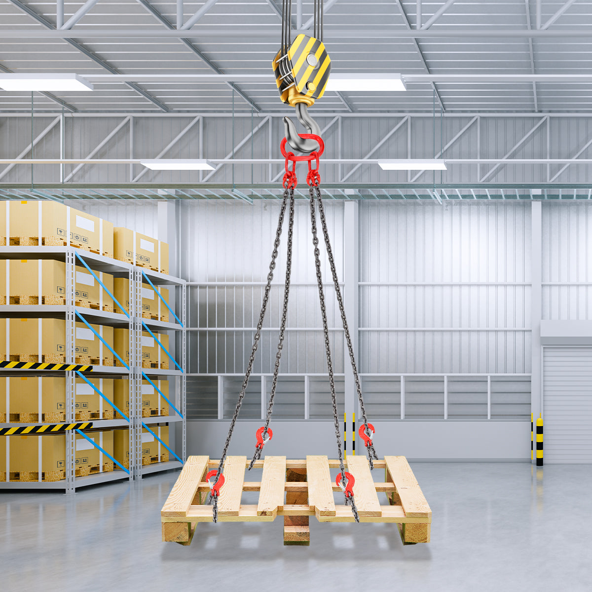 BEAMNOVA Upgrade Lifting Chains with Hooks, 6 ton Weight Capacity, 5/16'' x 5' Lifting Chain with Grab Hooks & Adjustable Length, for Dock Factory Construction Site