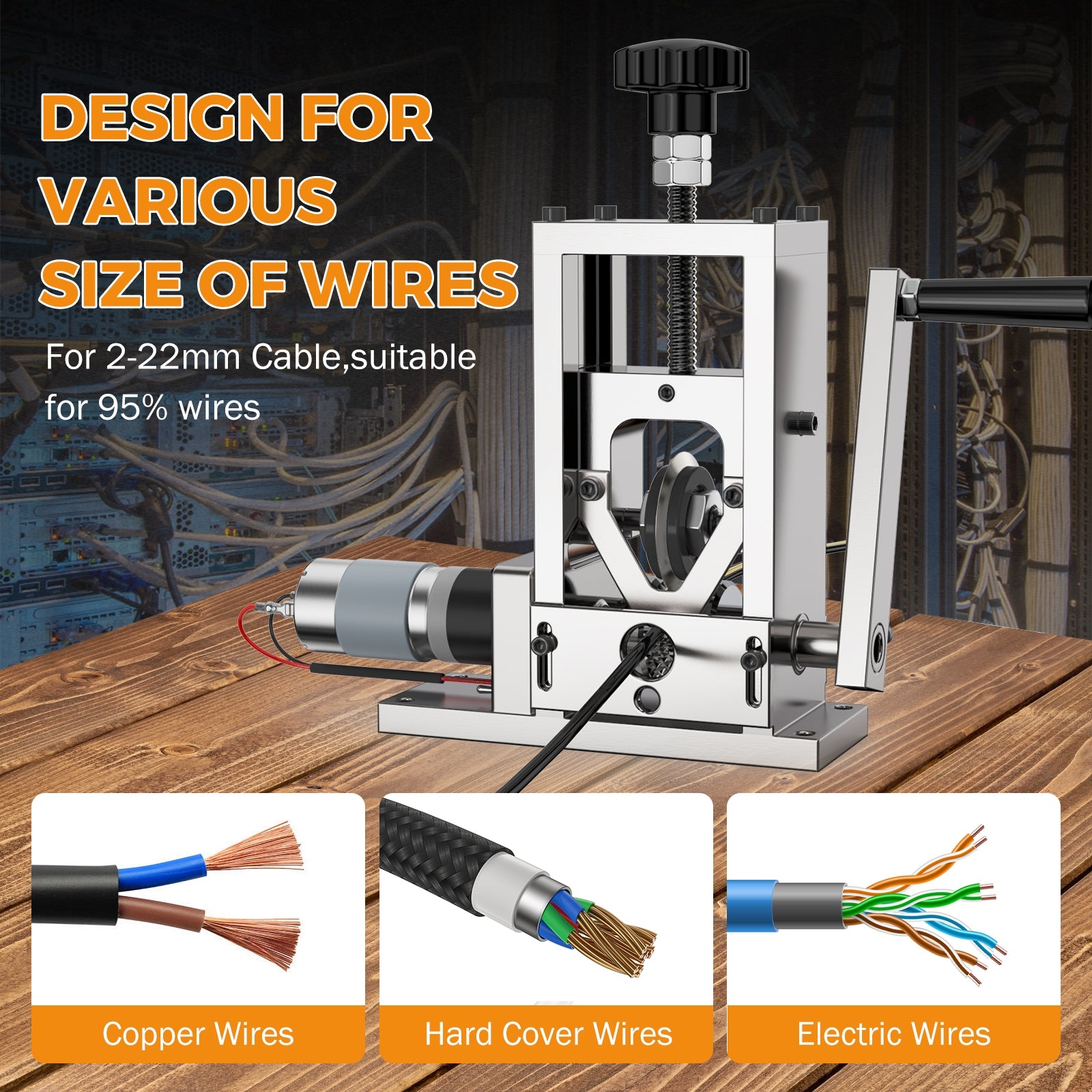 BEAMNOVA Electric/Manual/Drill Powered Wire Stripper Machine Automatic Power Hand Crank Stripping Machine for Scrap Copper, Stripping Wires of 2-25 mm, Flexible Wire Within 2 mm