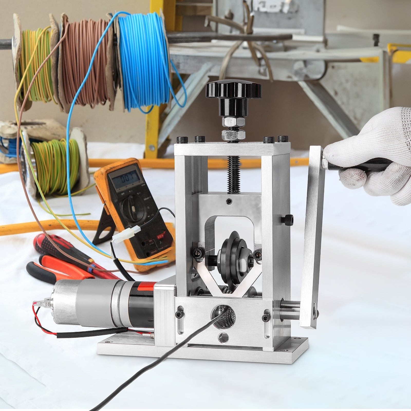 BEAMNOVA Electric/Manual/Drill Powered Wire Stripper Machine Automatic Power Hand Crank Stripping Machine for Scrap Copper, Stripping Wires of 2-25 mm, Flexible Wire Within 2 mm