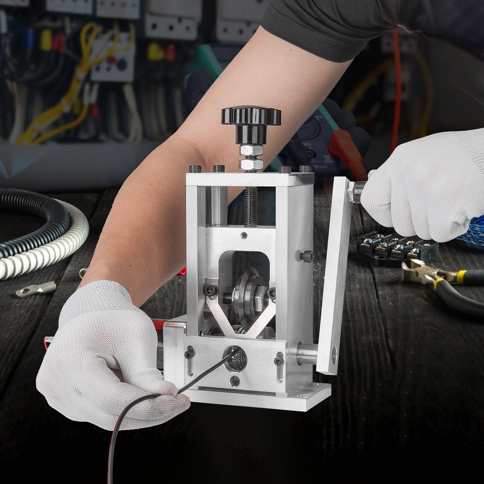 BEAMNOVA Electric/Manual/Drill Powered Wire Stripper Machine Automatic Power Hand Crank Stripping Machine for Scrap Copper, Stripping Wires of 2-25 mm, Flexible Wire Within 2 mm