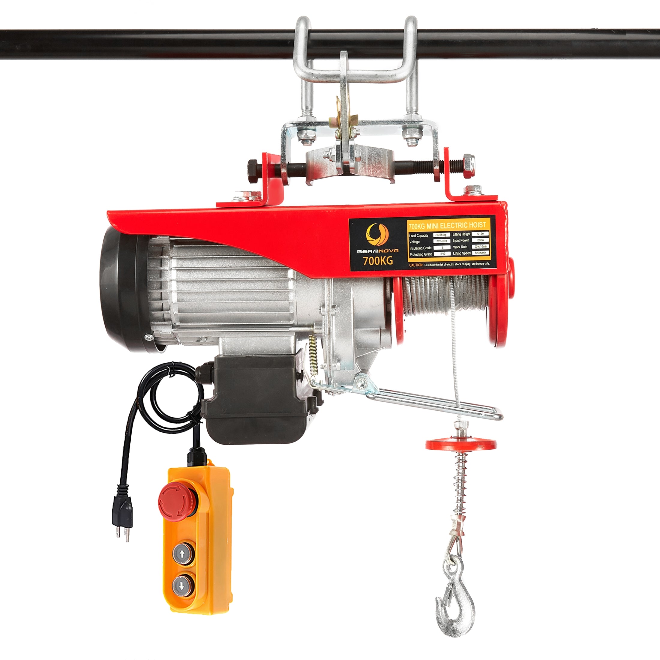 BEAMNOVA 1500lbs Electric Hoist, 110 volt Winch Upgraded Hanging Bracket Hook