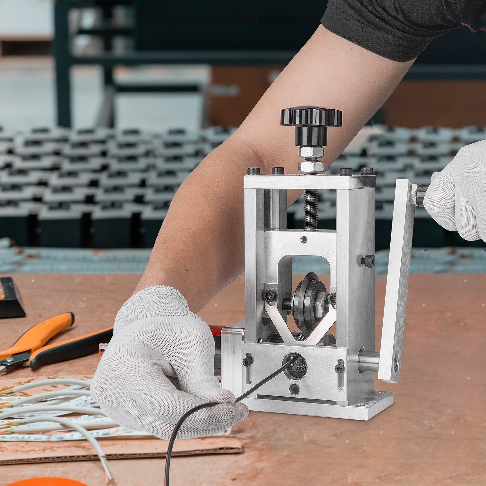 BEAMNOVA Electric/Manual/Drill Powered Wire Stripper Machine Automatic Power Hand Crank Stripping Machine for Scrap Copper, Stripping Wires of 2-25 mm, Flexible Wire Within 2 mm