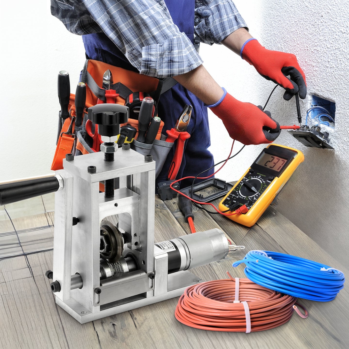 BEAMNOVA Electric/Manual/Drill Powered Wire Stripper Machine Automatic Power Hand Crank Stripping Machine for Scrap Copper, Stripping Wires of 2-25 mm, Flexible Wire Within 2 mm