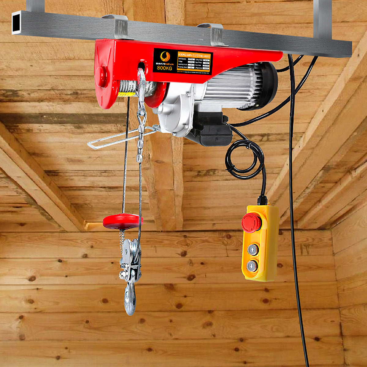 BEAMNOVA Electric Hoist, 1760lbs Garage Hoist, 110-volt Electric Hoist Winch 40ft Single Cable Lifting Height & Pure Copper Motor, for Garage Warehouse Factory