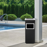 Load image into Gallery viewer, BEAMNOVA Black Stainless Steel Trash Can, Outdoor Garbage Can with Ashtray