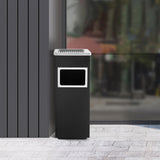 Load image into Gallery viewer, BEAMNOVA Black Stainless Steel Trash Can, Outdoor Garbage Can with Ashtray