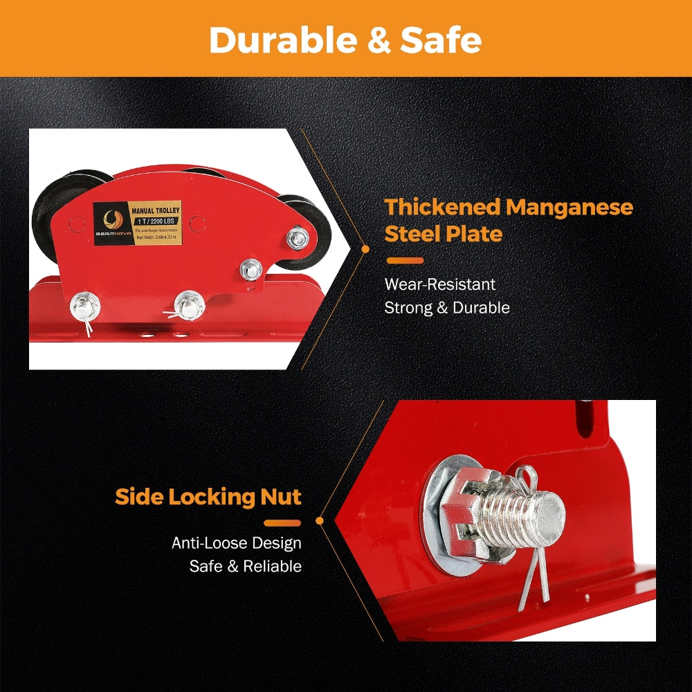 i beam trolley for 1 ton electric hoist gantry crane trolley