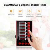 Load image into Gallery viewer, BEAMNOVA CAL-6B Portable Calculagraph 6-Channel Digital Kitchen Timer Commercial Cooking Timing LCD Display Clock Shaking Reminder