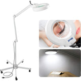 Load image into Gallery viewer, BEAMNOVA Lighted Magnifying Glass with Light, Stand LED Magnifying Lamp with Wheels,Dimmable Magnifier 5X for Esthetician Nails Tattoo Needlework