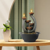 Load image into Gallery viewer, BEAMNOVA Tabletop Water Fountain Indoor Waterfall Fountains with Candle Holder, Feng Shui Zen Meditation Relaxation Fountain for Home Office Decor