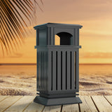 Load image into Gallery viewer, Outdoor Streetscape Trash Can with Locking Lid, Large Outdoor Metal Garbage Can with Lid