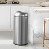 Load image into Gallery viewer, BEAMNOVA 20 Gallon round Silver Trash Can Outdoor Indoor Garbage Enclosure Open Top Inside Cabinet Stainless Steel Industrial Waste Container