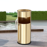 Load image into Gallery viewer, Gold Stainless Steel Trash Can, Commercial Outdoor Garbage Can with Ashtray