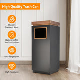Load image into Gallery viewer, Beamnova 13 Gallon Square Stainless Steel Commercial Trash Can with ashtray | Black &amp; Rose Gold