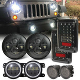 Load image into Gallery viewer, For Jeep Wrangler JK JKU 07-17 Combo 7&quot; LED Headlights Fog Turn Tail Lights Kits