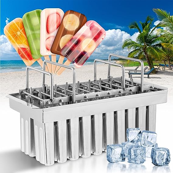 Dyna-Living Commercial Popsicle Molds 20PCS Flat Heads with Double-slot Stainless  Steel Popsicle Molds Metal Ice Cream Popsicle Mold with Lid, Single Cup  Capacity 85ml - Yahoo Shopping