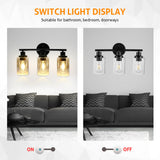 Load image into Gallery viewer, 3-head black matte bathroom wall lamp shade bedside lamp cover modern bathroom lighting fixture cover