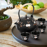 Load image into Gallery viewer, Cast Iron Teapot with Infuser, 40.6oz Tea Kettle for Stovetop Japanese Style Tea Pot Set with 4 Tea Cups Home Teapot Inside Coated with Enamel