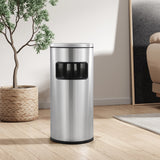 Load image into Gallery viewer, BEAMNOVA Stainless Steel Commercial Trash Can, Outdoor Garbage Can with Ashtray