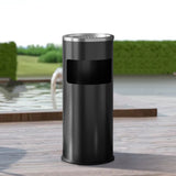 Load image into Gallery viewer, Black Commercial Outdoor Trash Can, Garbage Can with Ashtray