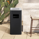 Load image into Gallery viewer, Black Stainless Steel Trash Can, Outdoor Garbage Can with Ashtray