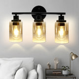 Load image into Gallery viewer, 3-head black matte bathroom wall lamp shade bedside lamp cover modern bathroom lighting fixture cover