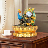 Load image into Gallery viewer, BEAMNOVA Tabletop Fountain,Peacock Water Fountains Indoor with Led Light Rolling Ball,Relaxing Water Sounds for Stress Relief ,with Lotus Flower Fountain for Office Home Decor