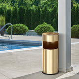 Load image into Gallery viewer, Gold Stainless Steel Trash Can, Commercial Outdoor Garbage Can with Ashtray