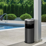 Load image into Gallery viewer, Black Commercial Outdoor Trash Can, Garbage Can with Ashtray