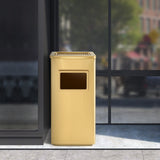 Load image into Gallery viewer, 13 Gallon Gold Stainless Steel Trash Can, Outdoor Garbage Can with Ashtray
