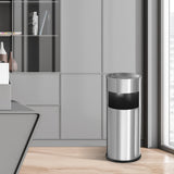 Load image into Gallery viewer, Commercial Stainless Steel Office Trash Can, Garbage Can with Ashtray