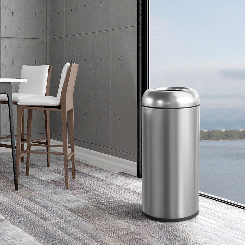 BEAMNOVA Trash Can Outdoor Indoor Garbage Enclosure with Lid Open Top Inside Cabinet Stainless Steel Industrial Waste Container, Silver