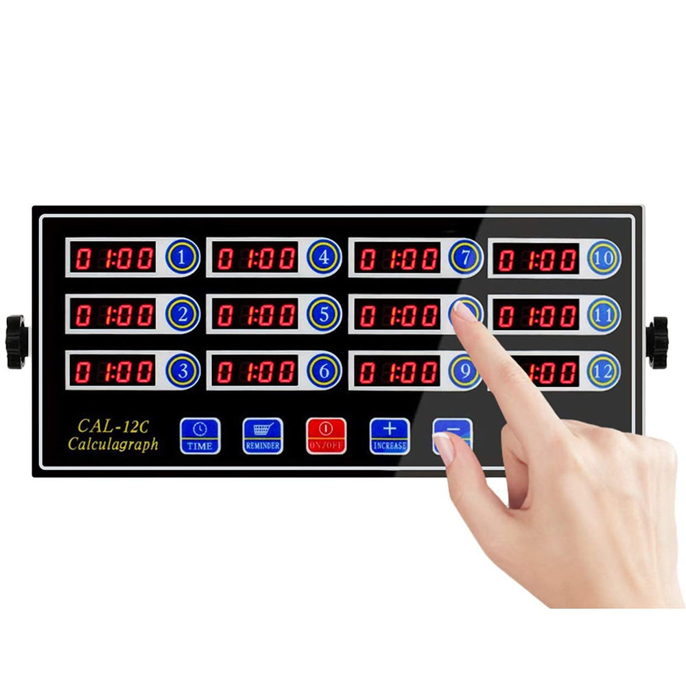 CAL-12C Portable Calculagraph 12-Channel Digital Kitchen Timer Commercial  Cooking Timing LCD Display Clock Shaking Reminder