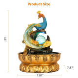 Load image into Gallery viewer, BEAMNOVA Tabletop Fountain,Peacock Water Fountains Indoor with Led Light Rolling Ball,Relaxing Water Sounds for Stress Relief ,with Lotus Flower Fountain for Office Home Decor