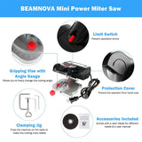 Load image into Gallery viewer, BEAMNOVA Mini Miter Saw Electric Power Table Saw Benchtop Cut-Off Chop Saw Max 45° Cutting for Crafts Miniatures Metal Wood Plastic Compound Cutter