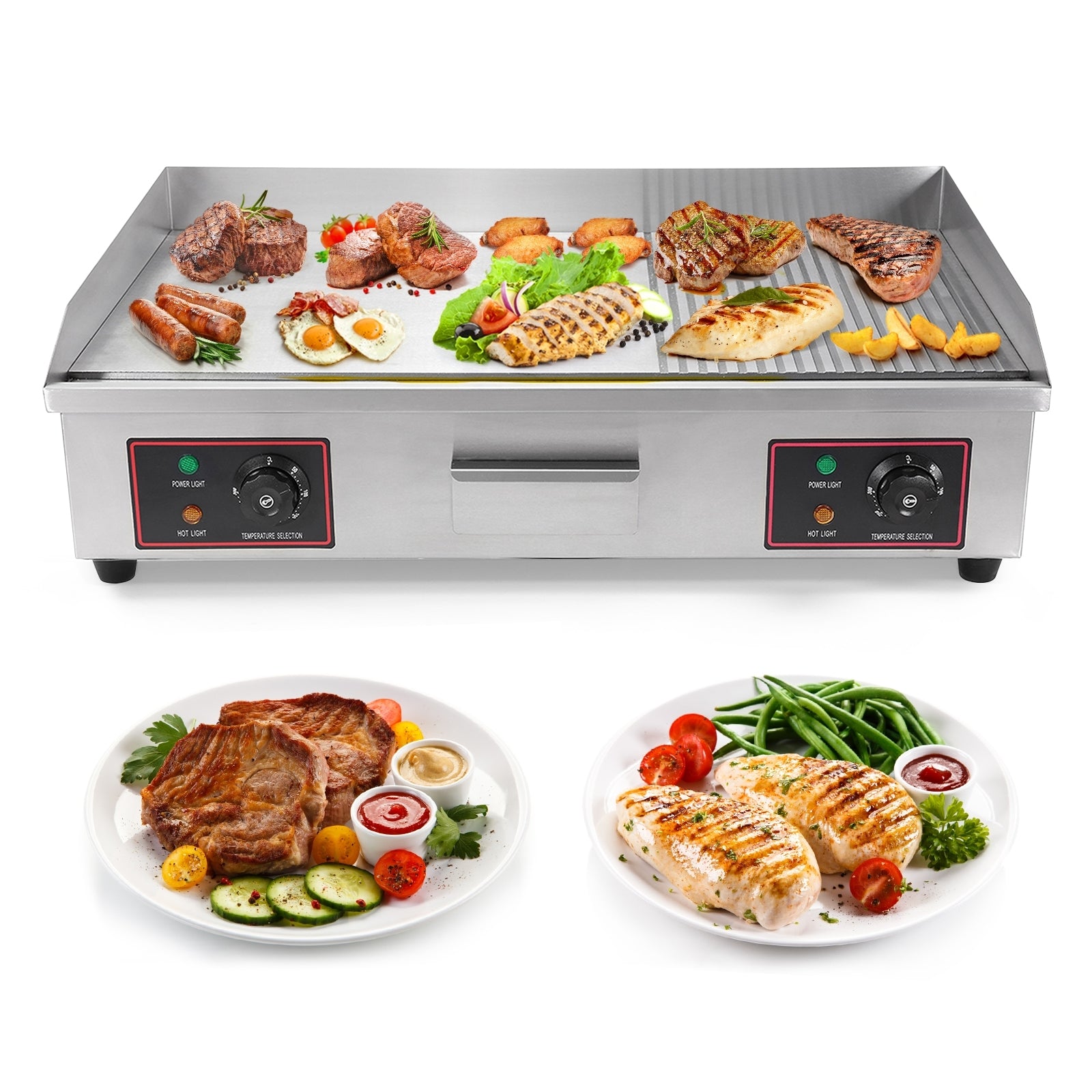 22 29 Electric Countertop Griddle Flat Top Griddle Stainless Steel BBQ  Grill