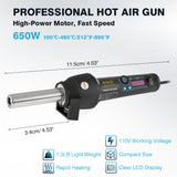 Load image into Gallery viewer, Digital Hot Air Gun with LCD Display &amp; 4pcs Nozzles, 650W Mini Heat Shrink Tubing Gun Portable Heat Gun with 212-896°F Adjustable Temperature &amp; Airflow for Electronic Repair, Shrink Wrapping
