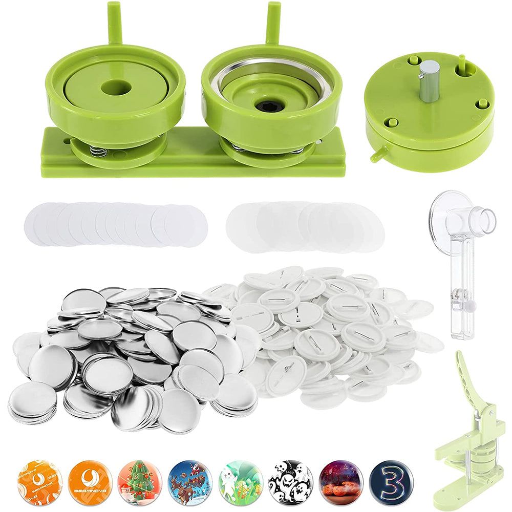 KIT - 37mm (1.5) Button Maker-1 + Round Mould + 200 Pin Parts +