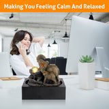 Load image into Gallery viewer, Tabletop Waterfall Fountain Indoor of Elephant Sculpture with LED Warm Light and Spinning Ball for Home Office Desktop Decor