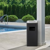 Load image into Gallery viewer, Black Stainless Steel Trash Can, Outdoor Garbage Can with Ashtray