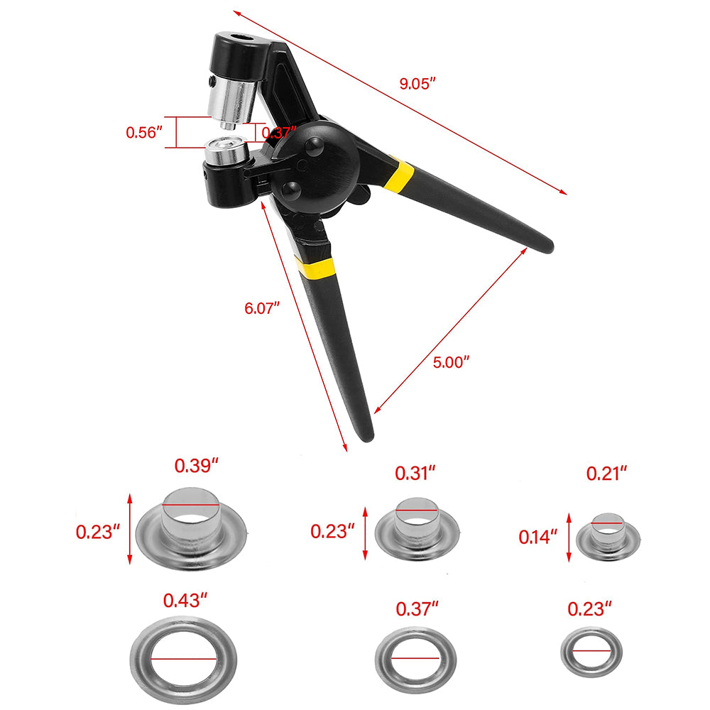 Grommet Tool Kit with 10mm Manual Machine Press Handheld Plier Metal  Grommet for Leather Belt Clothes Craft Flag 