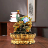 Load image into Gallery viewer, BEAMNOVA Tabletop Fountain,Peacock Water Fountains Indoor with Led Light Rolling Ball,Relaxing Water Sounds for Stress Relief ,with Lotus Flower Fountain for Office Home Decor