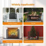 Load image into Gallery viewer, 52 x 31 inch Decorative Fireplace Screen Outdoor Fireplace Cover Screen 3 Panel Iron Mesh Modern Vintage Art Decor