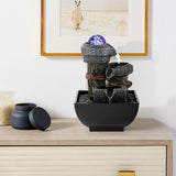 Load image into Gallery viewer, Water Fountains Indoor Tabletop Fountain with Pump Waterfall Fountain Indoor Coloured LED Lights Desk Water Fountains for Home Office Decor
