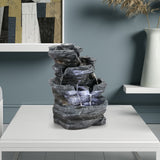 Load image into Gallery viewer, Water Fountain Indoor Fountains Stacked Rocks Waterfall Fountain Relaxing Water Sound Feng Shui Illuminated Tabletop Fountains for Home Office Decor