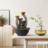 Load image into Gallery viewer, Tabletop Water Fountain Indoor Waterfall Fountains with Candle Holder, Feng Shui Zen Meditation Relaxation Fountain for Home Office Decor