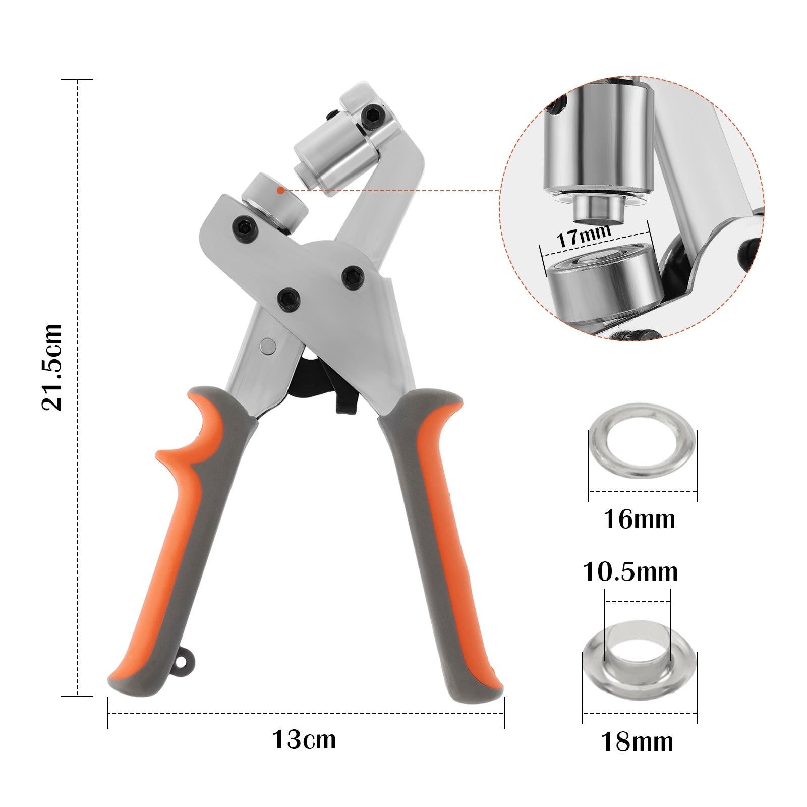 BEAMNOVA Grommet Handheld Hole Punch Pliers Grommet Machine Hand Press Tool w/ 500 Silv