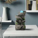 Load image into Gallery viewer, Tabletop Water Fountain Indoor Fountains with Colorful Rolling Ball, Stacked Rocks Waterfall Fountain - Quiet and Relaxing Water Sound - Desktop Fountains for Home Office Decor