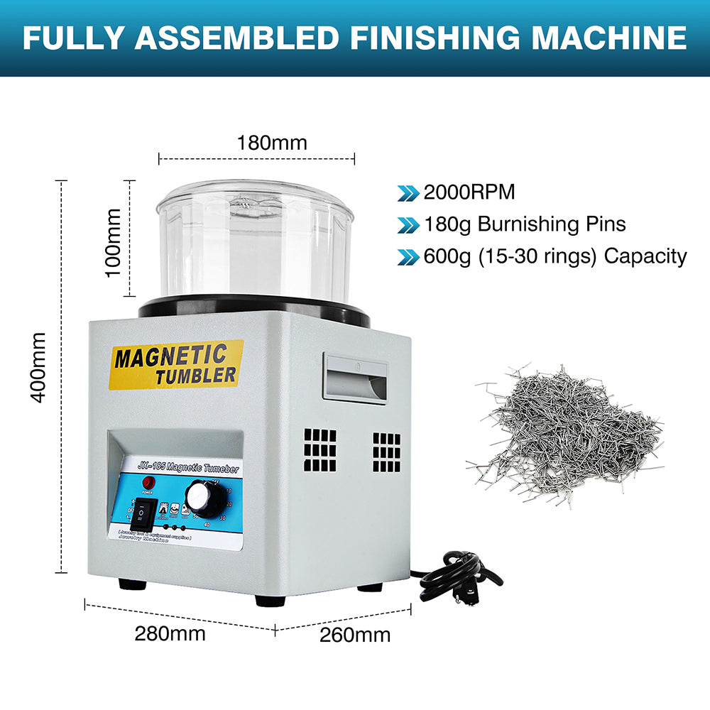 Magnetic Tumbler Jewelry Polisher, 2000RPM 600g Cleaning Capacity Magn