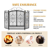 Load image into Gallery viewer, 45X33 inch Decorative Fireplace Screen with Door Outdoor Fireplace Cover Screen 3 Panel Iron Mesh Modern Vintage Art Decor